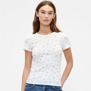 GAP Ribbed Floral Pointelle Tee